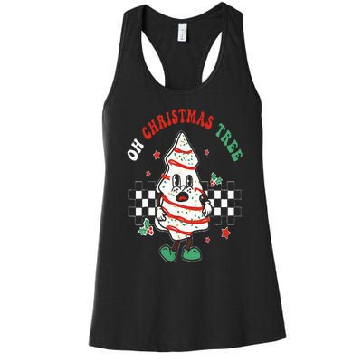 Oh Christmas Tree Cakes Debbie Becky Jen Groovy Retro Pajama Women's Racerback Tank