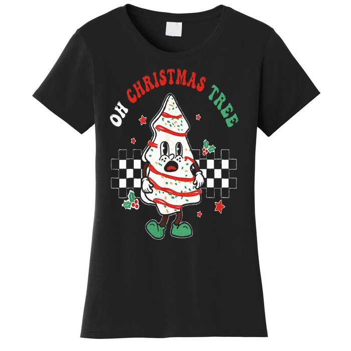 Oh Christmas Tree Cakes Debbie Becky Jen Groovy Retro Pajama Women's T-Shirt