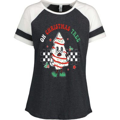 Oh Christmas Tree Cakes Debbie Becky Jen Groovy Retro Pajama Enza Ladies Jersey Colorblock Tee