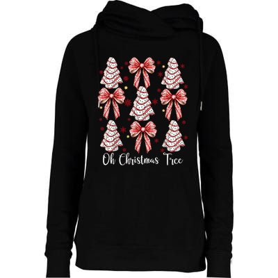 Oh Christmas Tree Cakes Debbie Funny Christmas Snack Cake Womens Funnel Neck Pullover Hood