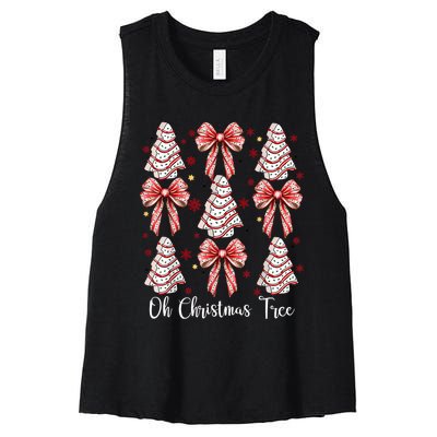 Oh Christmas Tree Cakes Debbie Funny Christmas Snack Cake Women's Racerback Cropped Tank