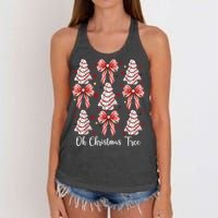 Oh Christmas Tree Cakes Debbie Funny Christmas Snack Cake Women's Knotted Racerback Tank