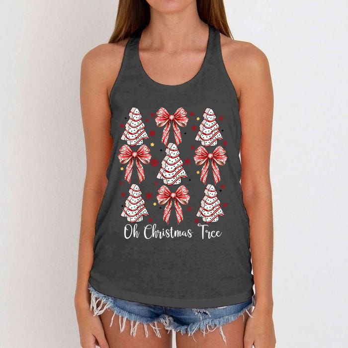 Oh Christmas Tree Cakes Debbie Funny Christmas Snack Cake Women's Knotted Racerback Tank