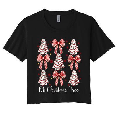 Oh Christmas Tree Cakes Debbie Funny Christmas Snack Cake Women's Crop Top Tee