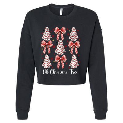 Oh Christmas Tree Cakes Debbie Funny Christmas Snack Cake Cropped Pullover Crew