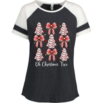 Oh Christmas Tree Cakes Debbie Funny Christmas Snack Cake Enza Ladies Jersey Colorblock Tee