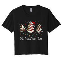 Oh Christmas Tree Cakes Debbie Becky Jen Cake Lovers Xmas Women's Crop Top Tee