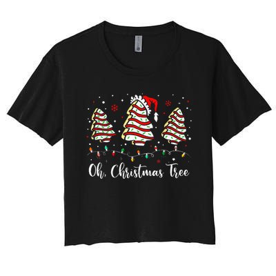 Oh Christmas Tree Cakes Debbie Becky Jen Cake Lovers Xmas Women's Crop Top Tee