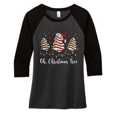 Oh Christmas Tree Cakes Debbie Becky Jen Cake Lovers Xmas Women's Tri-Blend 3/4-Sleeve Raglan Shirt