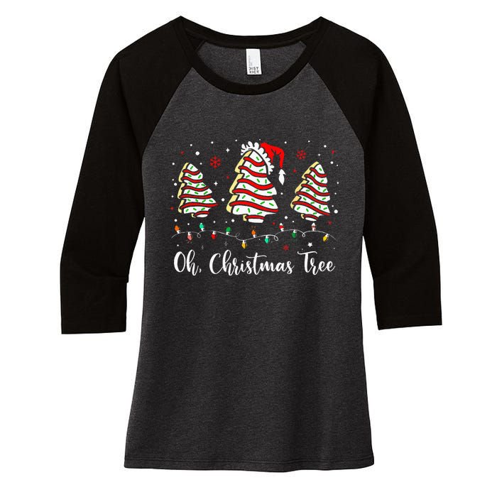 Oh Christmas Tree Cakes Debbie Becky Jen Cake Lovers Xmas Women's Tri-Blend 3/4-Sleeve Raglan Shirt