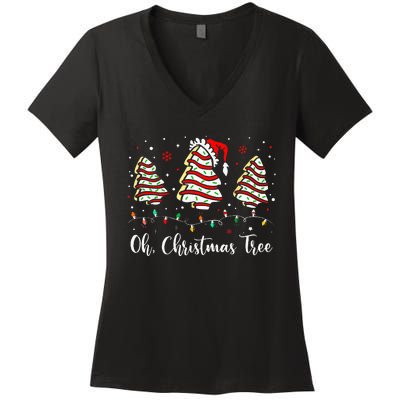 Oh Christmas Tree Cakes Debbie Becky Jen Cake Lovers Xmas Women's V-Neck T-Shirt