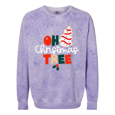 Oh Christmas Tree Cakes Debbie Funny Christmas Snack Cake Colorblast Crewneck Sweatshirt