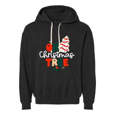 Oh Christmas Tree Cakes Debbie Funny Christmas Snack Cake Garment-Dyed Fleece Hoodie