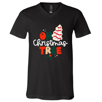 Oh Christmas Tree Cakes Debbie Funny Christmas Snack Cake V-Neck T-Shirt