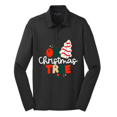 Oh Christmas Tree Cakes Debbie Funny Christmas Snack Cake Silk Touch Performance Long Sleeve Polo