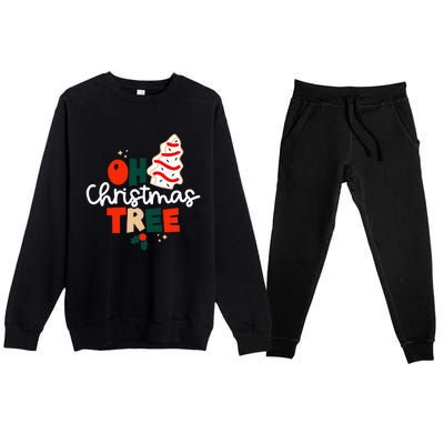 Oh Christmas Tree Cakes Debbie Funny Christmas Snack Cake Premium Crewneck Sweatsuit Set