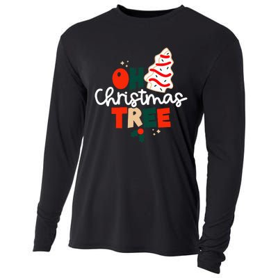 Oh Christmas Tree Cakes Debbie Funny Christmas Snack Cake Cooling Performance Long Sleeve Crew