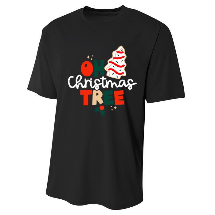 Oh Christmas Tree Cakes Debbie Funny Christmas Snack Cake Performance Sprint T-Shirt