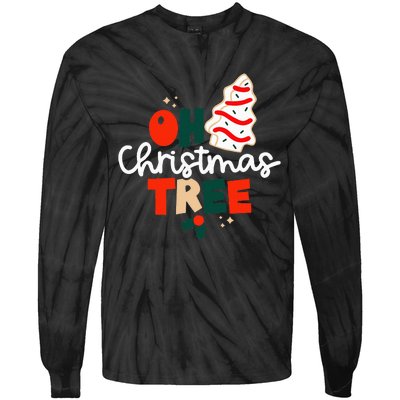 Oh Christmas Tree Cakes Debbie Funny Christmas Snack Cake Tie-Dye Long Sleeve Shirt