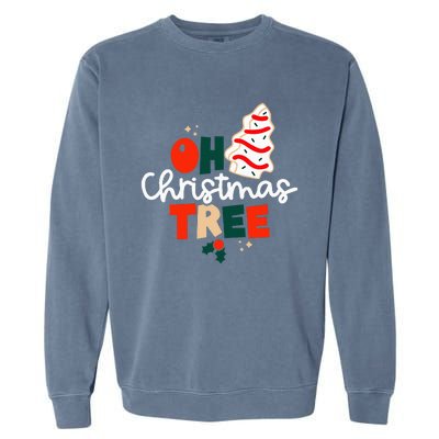 Oh Christmas Tree Cakes Debbie Funny Christmas Snack Cake Garment-Dyed Sweatshirt