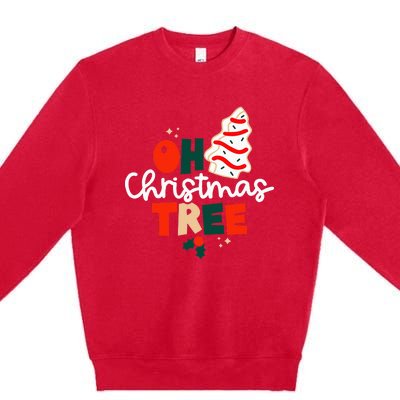 Oh Christmas Tree Cakes Debbie Funny Christmas Snack Cake Premium Crewneck Sweatshirt