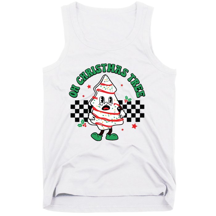 Oh Christmas Tree Cakes Debbie Becky Jen Groovy Retro Pajama Tank Top