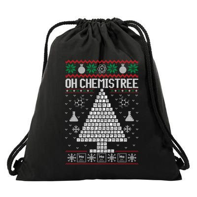 Oh Chemist Tree Merry Chemistree Chemistry Ugly Christmas Drawstring Bag