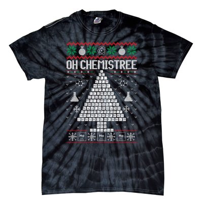 Oh Chemist Tree Merry Chemistree Chemistry Ugly Christmas Tie-Dye T-Shirt