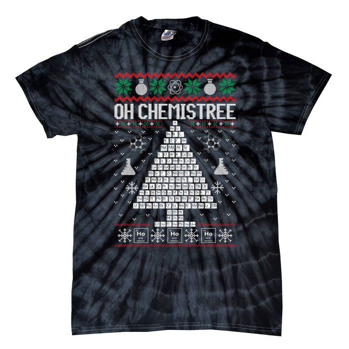 Oh Chemist Tree Merry Chemistree Chemistry Ugly Christmas Tie-Dye T-Shirt