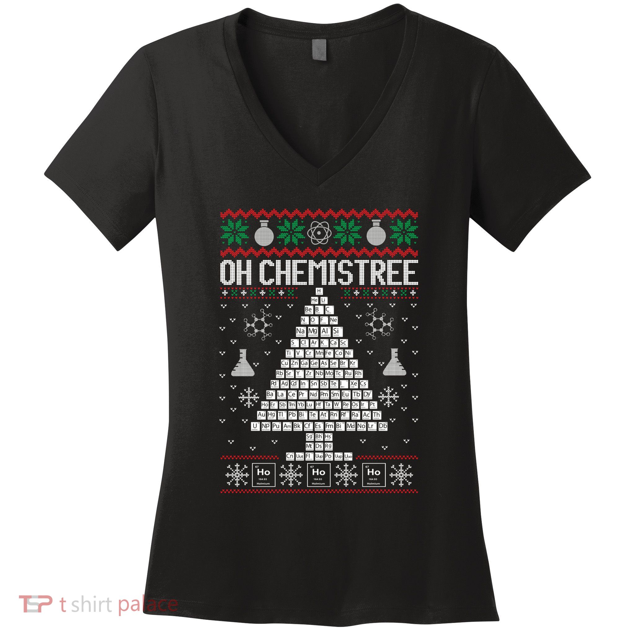 Oh Chemist Tree Merry Chemistree Chemistry Ugly Christmas Women's V-Neck T-Shirt