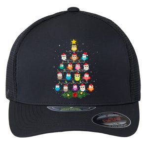 Owl Christmas Tree Lights Xmas Pajama Gifts For Owl Lovers Flexfit Unipanel Trucker Cap