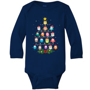 Owl Christmas Tree Lights Xmas Pajama Gifts For Owl Lovers Baby Long Sleeve Bodysuit