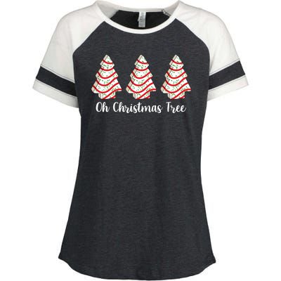 Oh Christmas Tree Holiday Cookie Enza Ladies Jersey Colorblock Tee