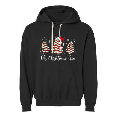 Oh Christmas Tree Cakes Debbie Funny Christmas Snack Cake Garment-Dyed Fleece Hoodie