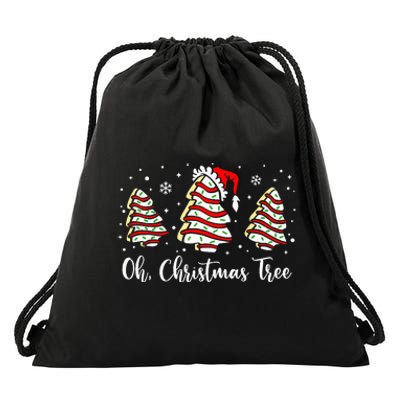 Oh Christmas Tree Cakes Debbie Funny Christmas Snack Cake Drawstring Bag