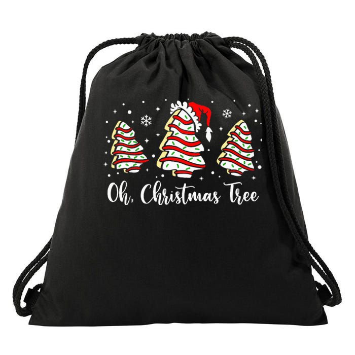 Oh Christmas Tree Cakes Debbie Funny Christmas Snack Cake Drawstring Bag