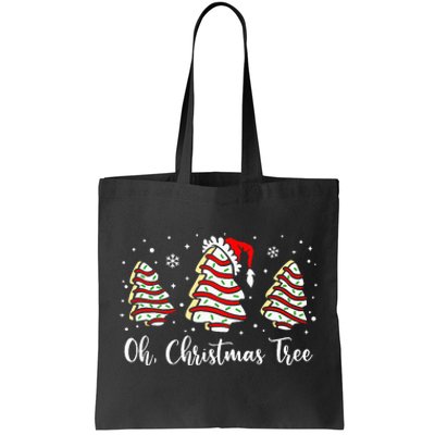 Oh Christmas Tree Cakes Debbie Funny Christmas Snack Cake Tote Bag