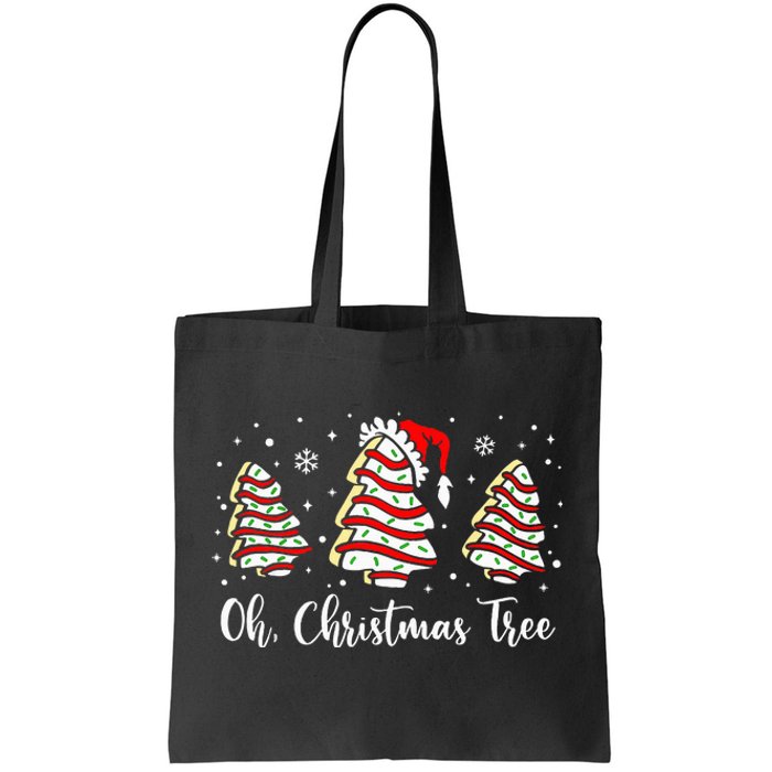 Oh Christmas Tree Cakes Debbie Funny Christmas Snack Cake Tote Bag