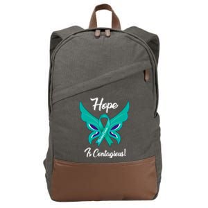 Ovarian Cancer Teal Ribbon Awareness Hope Butterfly Gift Cotton Canvas Backpack