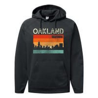 Oakland California Town Skyline Performance Fleece Hoodie