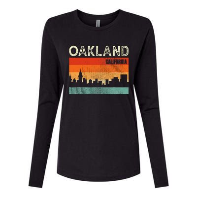 Oakland California Town Skyline Womens Cotton Relaxed Long Sleeve T-Shirt