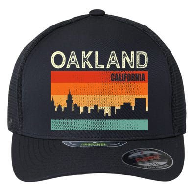 Oakland California Town Skyline Flexfit Unipanel Trucker Cap