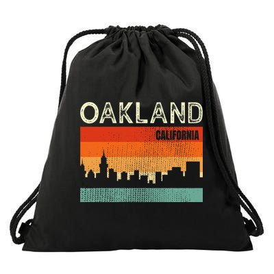 Oakland California Town Skyline Drawstring Bag