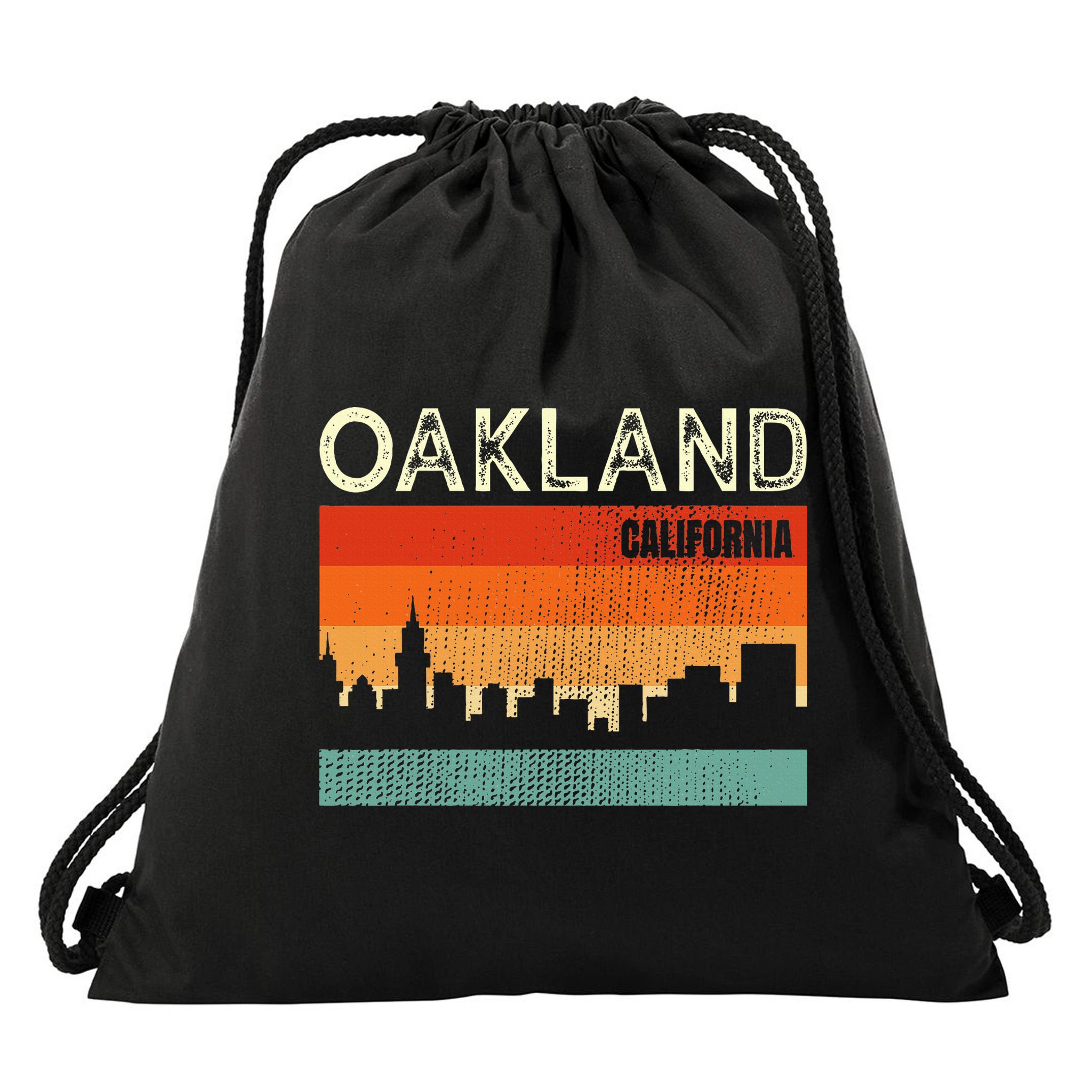 Oakland California Town Skyline Drawstring Bag