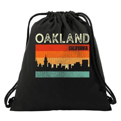 Oakland California Town Skyline Drawstring Bag