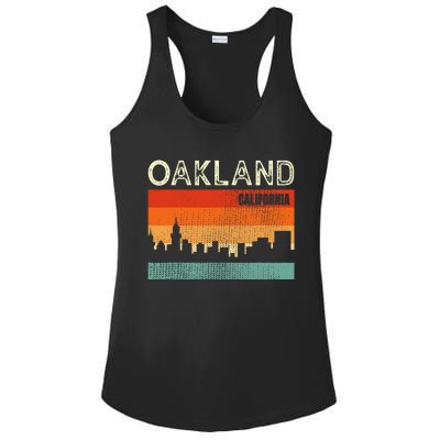 Oakland California Town Skyline Ladies PosiCharge Competitor Racerback Tank