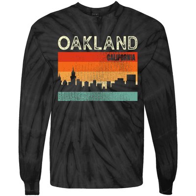 Oakland California Town Skyline Tie-Dye Long Sleeve Shirt