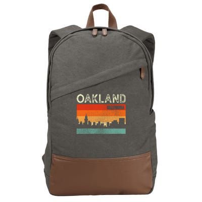 Oakland California Town Skyline Cotton Canvas Backpack