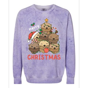 Otter Christmas Tree Funny Animal Merry Christmas Cute Gift Colorblast Crewneck Sweatshirt