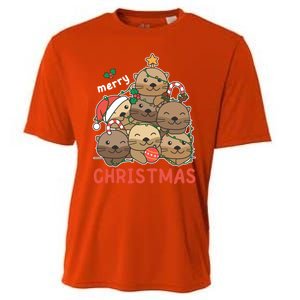 Otter Christmas Tree Funny Animal Merry Christmas Cute Gift Cooling Performance Crew T-Shirt